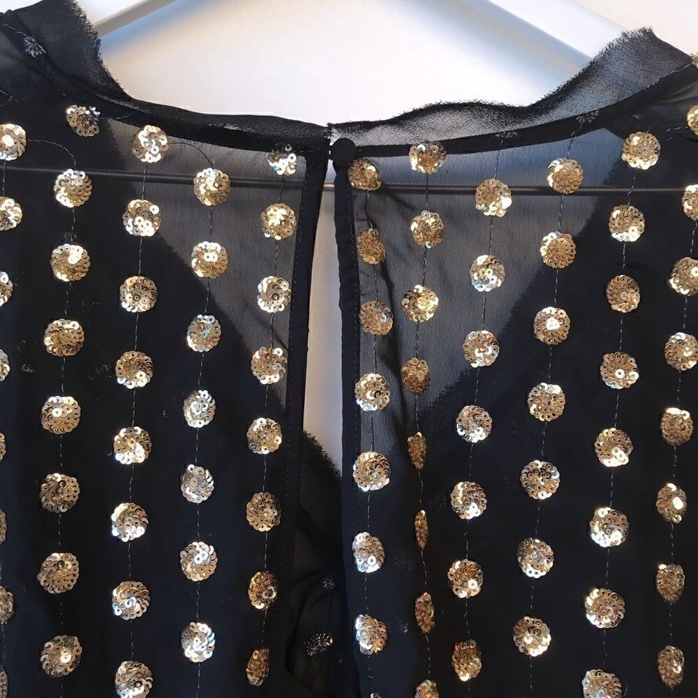 Finders Keepers Black Gold Sheer Sequined Dress S - Picture 7 of 8